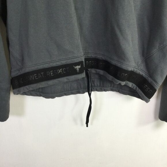 Under Armour Women Project Rock Pullover Loose Tie Bottom Sweatshirt Gray Size L - Picture 3 of 15